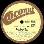 LP - Bad Boys Blue - Love Is No Crime - original