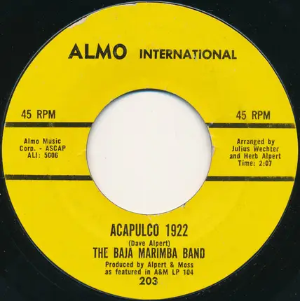 Baja Marimba Band - Moonglow/Picnic Theme / Acapulco 1922
