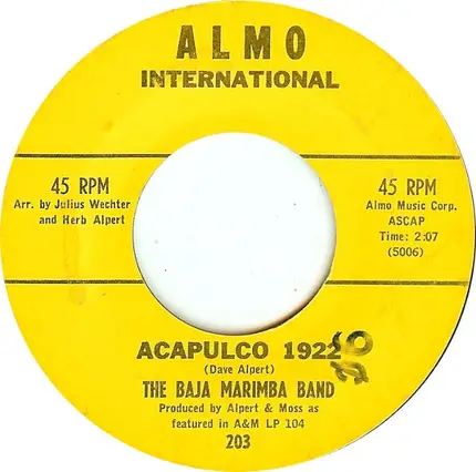 Baja Marimba Band - Moonglow/Picnic Theme / Acapulco 1922