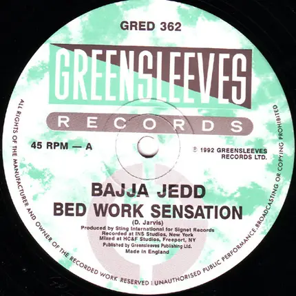 Bajja Jedd - Bed Work Sensation / Big Bills