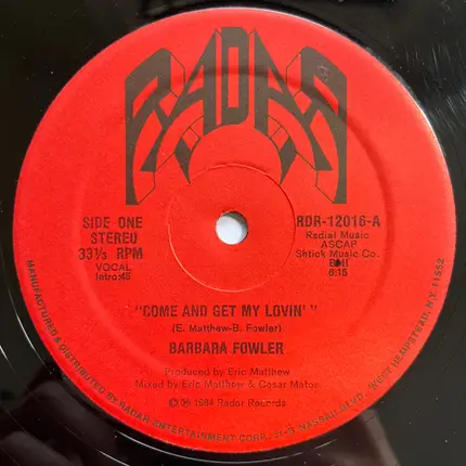Barbara Fowler - Come And Get My Lovin'