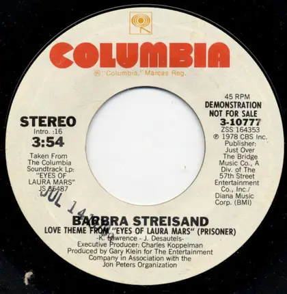Barbra Streisand - Love Theme From "Eyes Of Laura Mars" (Prisoner)