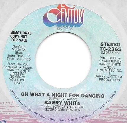 Barry White - Oh What A Night For Dancing