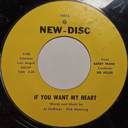 Barry Frank - If You Want My Heart / I'll Dance You