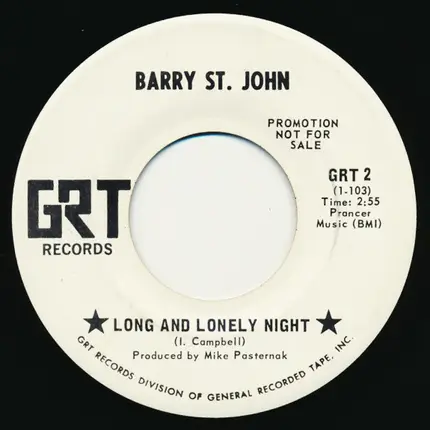 Barry St. John - Long And Lonely Night / Cry Like A Baby