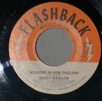 Barry Manilow - Weekend In New England / Can't Smile Without You