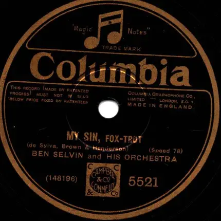 Ben Selvin & His Orchestra , Guy Lombardo - My Sin / I Love To Bumpity Bump, On A Road With You