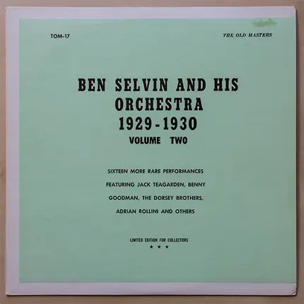 Ben Selvin - 1929 - 1930 Volume Two - Sixteen More Rare Performances