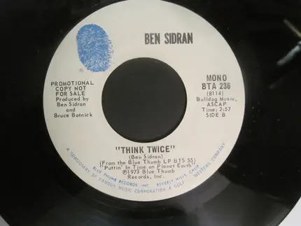 Ben Sidran - Space Cowboy / Think Twice