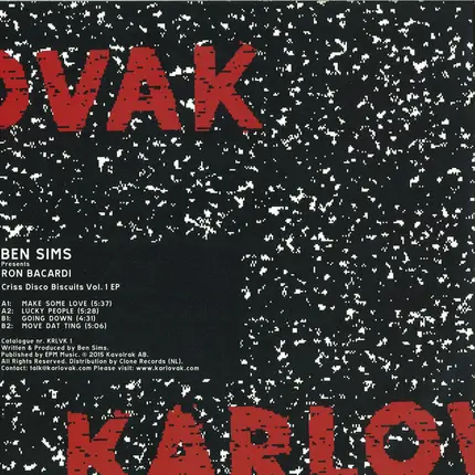 Ben Sims Presents Ron Bacardi - Criss Disco Biscuits Vol. 1 EP