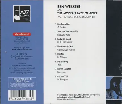 Ben Webster And The Modern Jazz Quartet - 1953 An Exceptional Encounter