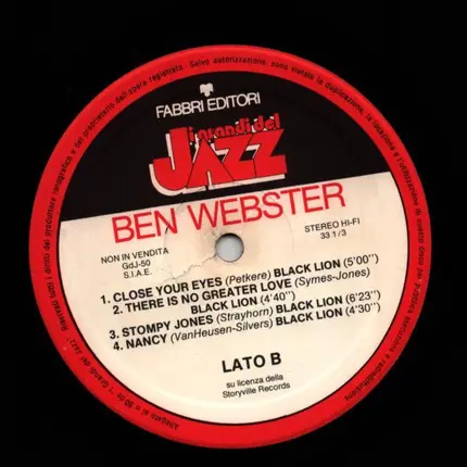 Ben Webster - I Grandi Del Jazz Ben Webster