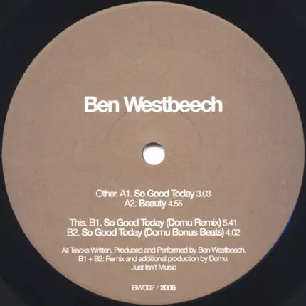 Ben Westbeech - So Good Today