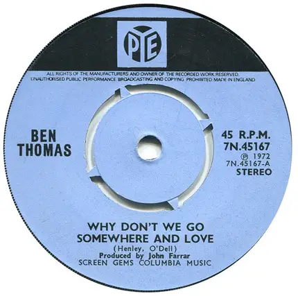 Bennie Thomas - Why Don't We Go Somewhere And Love