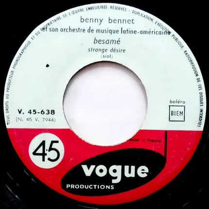 Benny Bennet Et Son Orchestre De Musique Latine-Américaine - Ma-Ma-Du / Besamé