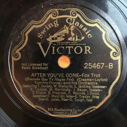 Benny Goodman And His Orchestra / Tommy Dorsey And His Orchestra - Bugle Call Rag / After You've Gone