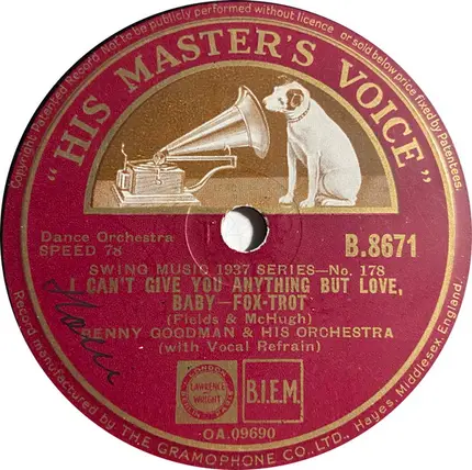 Benny Goodman And His Orchestra - Sugarfoot Stomp / I Can't Give You Anything But Love, Baby