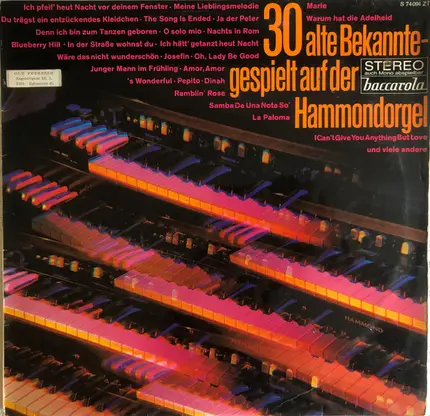 Benny Johnson - 30 Alte Bekannte - Gespielt Auf Der Hammondorgel