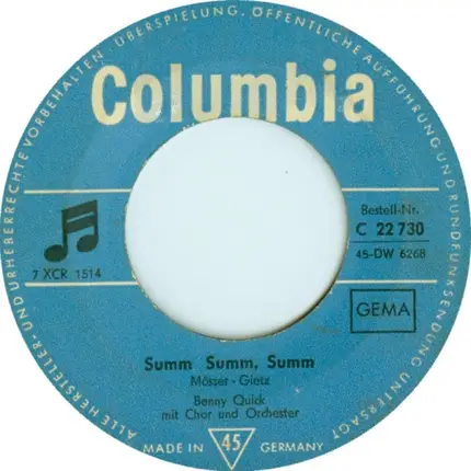 Benny Quick - California Sun / Summ, Summ, Summ