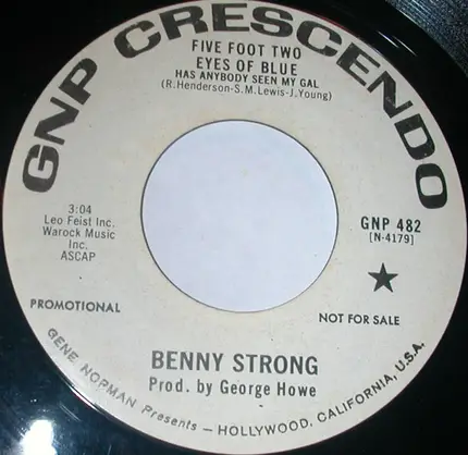 Benny Strong And His Orchestra - Does Your Spearmint Lose Its Flavor / Five Foot Two Eyes Of Blue