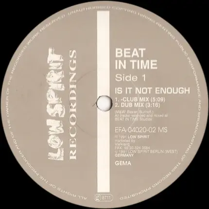 Beat In Time - Is It Not Enough
