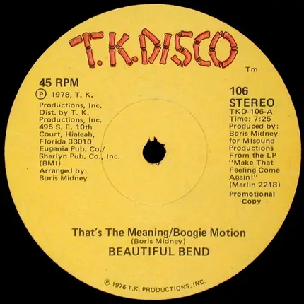 Beautiful Bend - That's The Meaning/Boogie Motion / Make That Feeling Come Again!/Ah--Do It