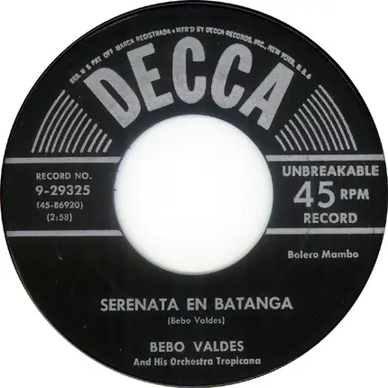 Bebo Valdes and His Orchestra Tropicana - Daiquiri / Serenata En Batanga