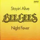 7inch Vinyl Single - Bee Gees - Stayin' Alive / Night Fever - Dark Red Labels