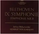 LP - Beethoven/ Karajan, Berliner Philharmoniker - Symphonie Nr.8 F-dur op.93 und IX. Symphonie d-moll op. 125 - tulip rim . bordeaux linen box