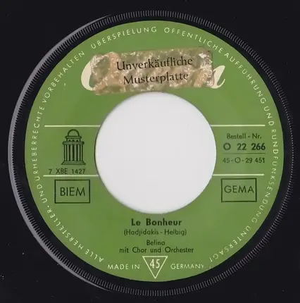 Belina - Le Bonheur / Tamburino