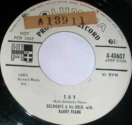 Belmonte And His Afro-American Music With Barry Frank - Shy / Cuban Love Song