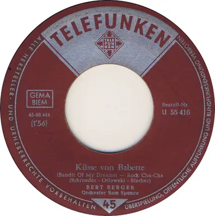 Bert Berger - Mehr Und Mehr / Küsse Von Babette