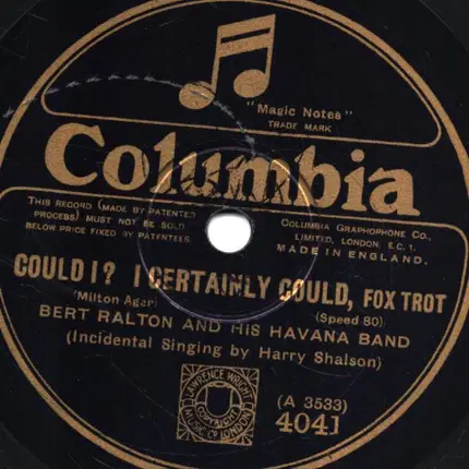 Bert Ralton And His Havana Band - Could I ? I Certainly Could / Tune Up The Uke