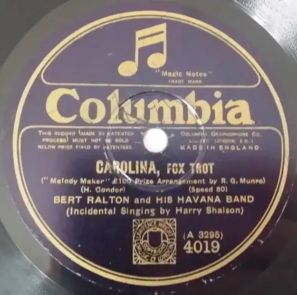 Bert Ralton's Havana Band - Carolina / Pearl Of Malabar