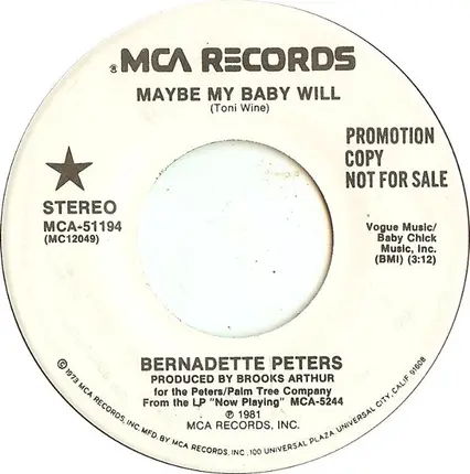 Bernadette Peters - Maybe My Baby Will