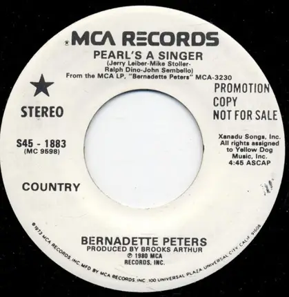 Bernadette Peters - Pearl's A Singer