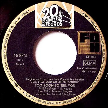 Bernard Ebbinghouse / Mike Sammes Singers - The Pill / Too Soon To Tell You