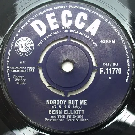 Bern Elliott And The Fenmen - Money / Nobody But Me