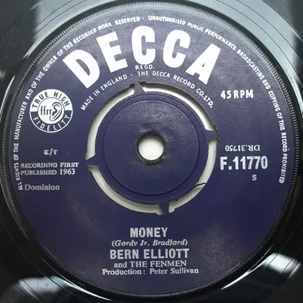 Bern Elliott And The Fenmen - Money / Nobody But Me