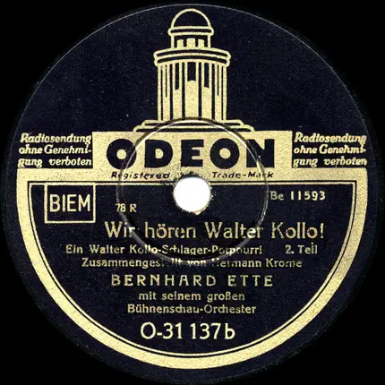 Bernhard Etté Mit Seinem Großen Schauorchester - Wir Hören Walter Kollo!