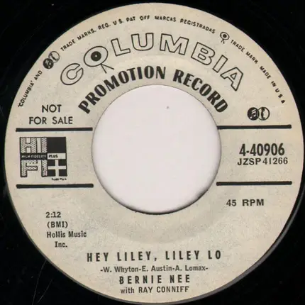 Bernie Nee With Ray Conniff - Hey Janie (Hey Jamie) / Hey Liley, Liley Lo