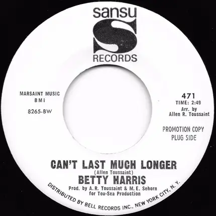 Betty Harris - Can't Last Much Longer