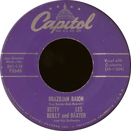 Betty Reilly And Les Baxter & His Orchestra - Brazilian Baion / Magdalena