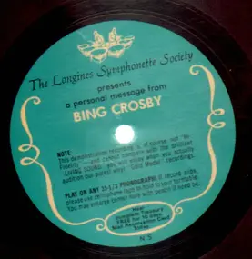 Bing Crosby - The Longines Symphonette Society Presents A Personal Message From