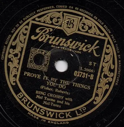 Bing Crosby With Mel Tormé And His The Mel-Tones - Day By Day / Prove It By The Things You Do
