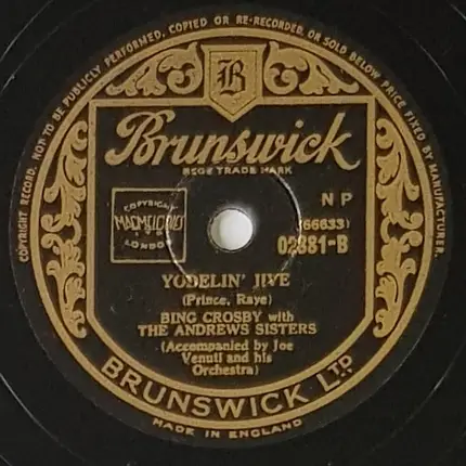 Bing Crosby With The Andrews Sisters - Ciribiribin / Yodelin' Jive