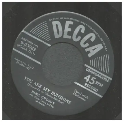 Bing Crosby - You Are My Sunshine / Ridin' Down The Canyon