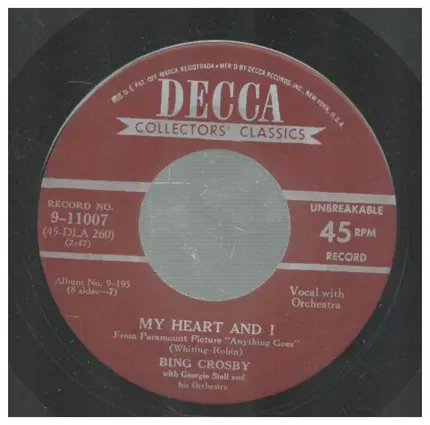 Bing Crosby - Collectors' Classics Volume 2:  Sings The Songs From "Two For Tonight" And "Anything Goes"