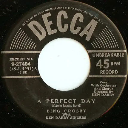 Bing Crosby - May The Good Lord Bless And Keep You / A Perfect Day
