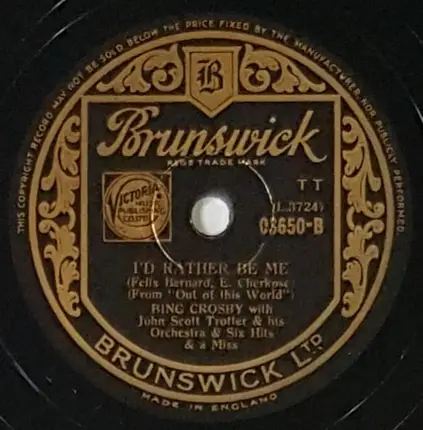 Bing Crosby - On The Atcheson, Topeka And Santa Fe / I'd Rather Be Me